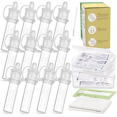 haakaa Colostrum Collector Kit Breast Milk Collector with Cotton Cloth Wipe and Storage Case, Ready-to-Use, Reusable, 4ml/6pcs