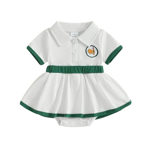 YINGISFITM Newborn Baby Girl Clothes Golf Short Sleeve Romper Dress Infant Onesie A Line Dresses Summer Cute Outfits