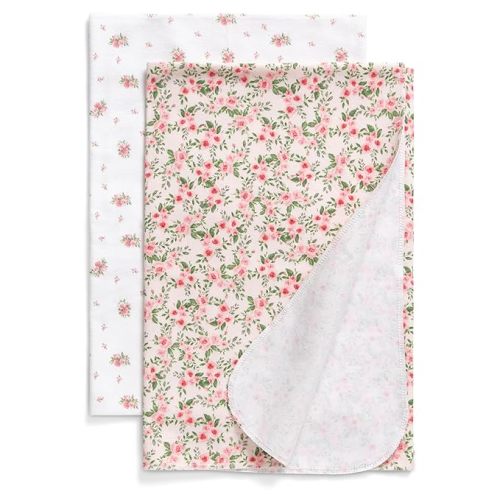 Delta Children 100% Cotton Flannel Baby Receiving Blankets for Girls and Boys – 30x30 Inches (Pack of 2), Pink Floral