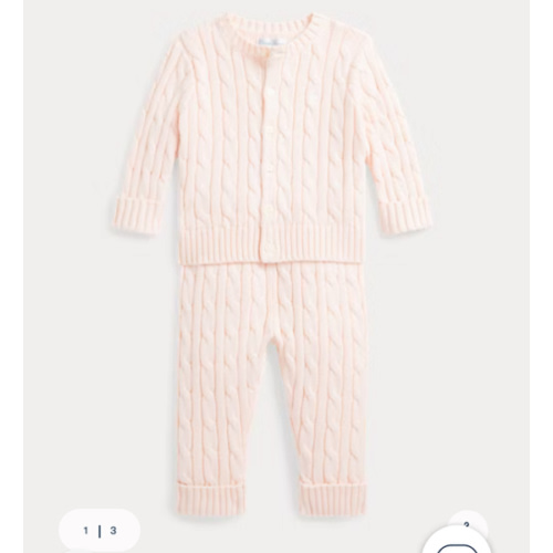 Cable-Knit Cotton Cardigan & Pant Set