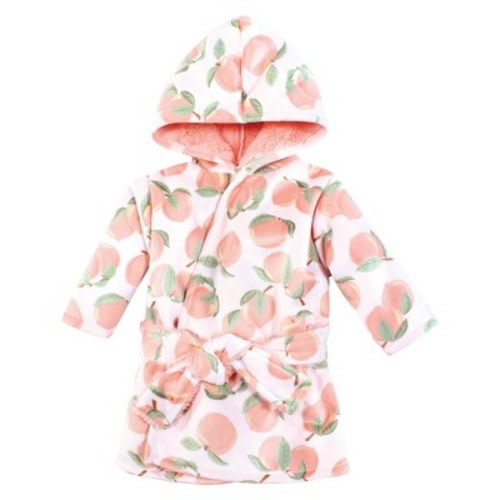 Hudson Baby Infant Girl Mink with Faux Fur Lining Pool and Beach Robe Cover-ups, Peach, 6-12 Months