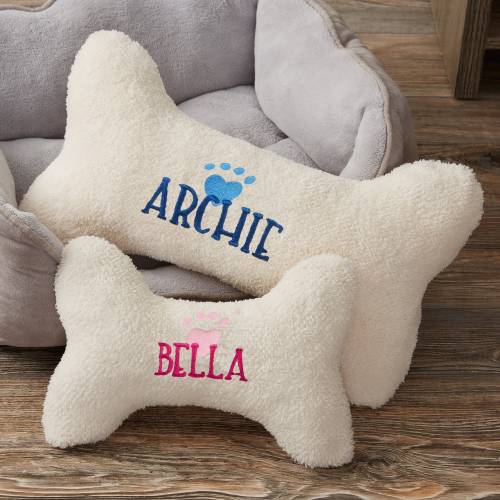 LARGE Heart Paw Print Personalized Dog Bone Pillow Personalized Gifts for Pets – Pet Owner Gifts – Pet Furniture – Gifts for Pets