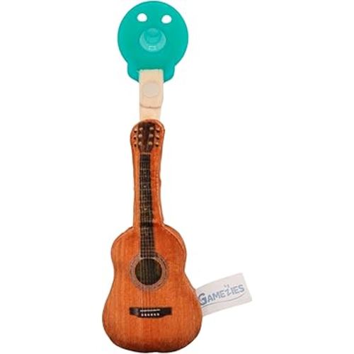 Gamezies Baby Boy and Girl Silicone Guitar Plush Pacifier with Detachable Western Plush Toy Holder, Guita- CPSIA Tested, BPA-Free 0-6 Months