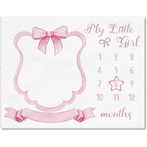 Baby Milestone Blanket Coquette Flannel Blanket Pink Bow Flannel