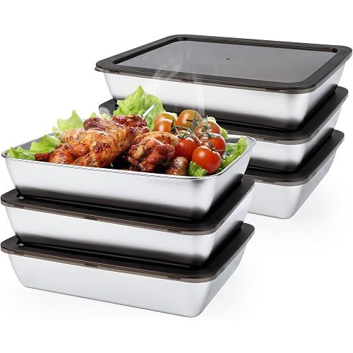 6 PCS Stainless Steel Food Storage freezer & oven safe