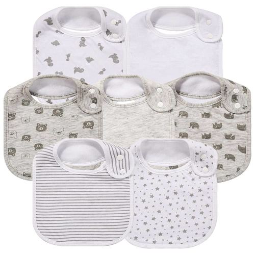 7 Pack Baby Cotton Absorbent Bibs for Drooling Teething