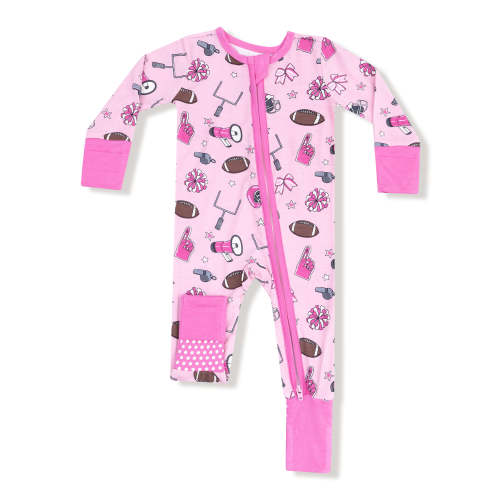 2-Way Zip Romper, Game Day Pink