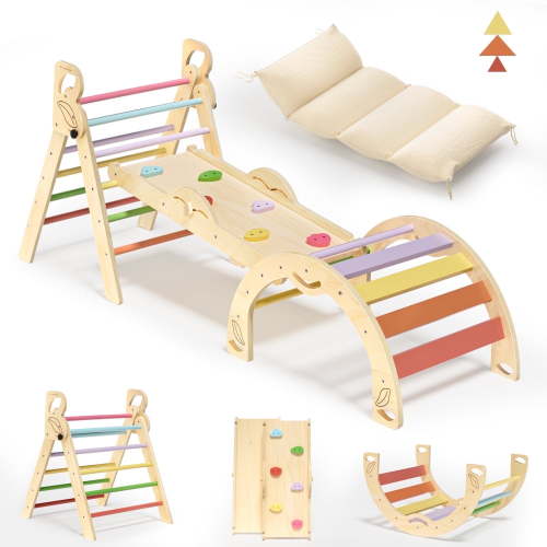 BlueWood Triangle Climbing Set Indoor Playground for Kids Complete with Pads 4-Piece