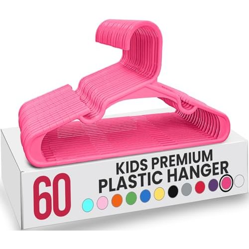 Utopia Home 60 Pack Kids Hangers - 11.5 Inch Plastic Baby Hangers for Closet - Childrens Hanger for Clothes & Infant Hanger for Closet - for Everyday Standard Use (Pink)