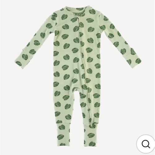 long sleeve convertible zippy pj | tiny monstera | modal skinny rib