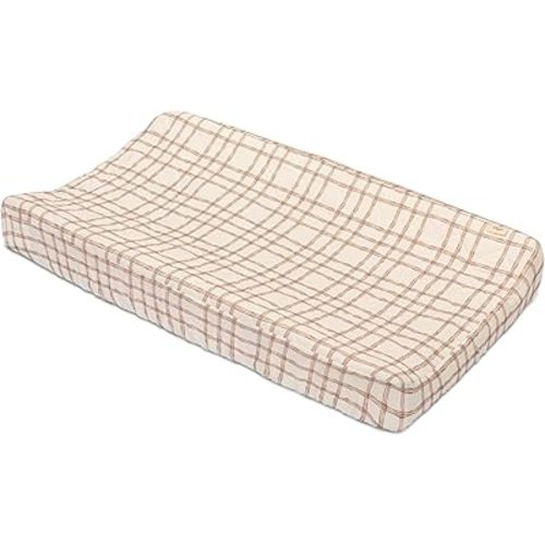 Crane Baby Change Pad Cover, Charlie Farmhouse Quilted Plaid Changing Pad Cover, Neutral Changing Mat Cover, Farmhouse Nursery Decor, Neutral Baby Registry Gifts