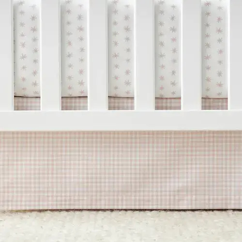 Ditsy Gingham Classic Cool Organic Cotton Percale Tailored Crib Skirt