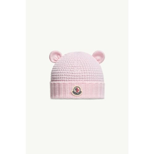 Light Pink Wool Beanie with Teddy Bear Ears - Accessories for Children | Moncler US
