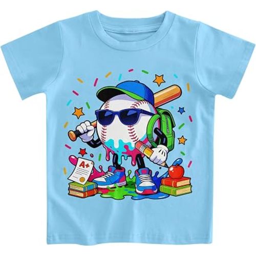 Lovekider Back to School Kids Shirt 1-8Y Funny Excavator Construction Graphic T-Shirt Toddler Boys School Daily Outfit