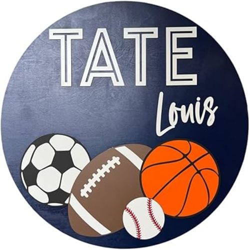 Baby Shower Sign, Newborn Nursery Decor, Kids sports Sign, Boys Room wall decor, Home Decor for nursery, Baby boy Gift, Newborn Gift (Sports Sign)