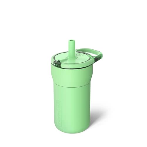 BrüMate Leap 12oz 100% Leakproof Kids Tumbler with Handle and Silicone Soft Straw | Durable Drop Resistant Silicone Sleeve | Made of Insulated Stainless Steel | Cup Holder Friendly | 12oz (Kiwi)