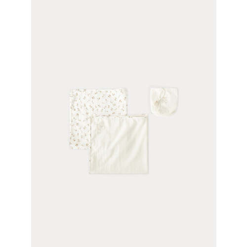 Set of 2 organic cotton muslin cloths with matching pouch