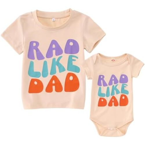 Toddler Baby Boy Girl Sibling Shirts Romper Rad Like Dad Short Sleeve T-Shirt Bodysuit Father's Day Matching Outfits
