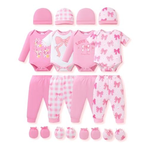 NZRVAWS Newborn Baby Boy Girl Clothes Unisex Preemie Infant Must Have Pants Set Outfits 0-18 Months 20 Pcs Essentials Gift