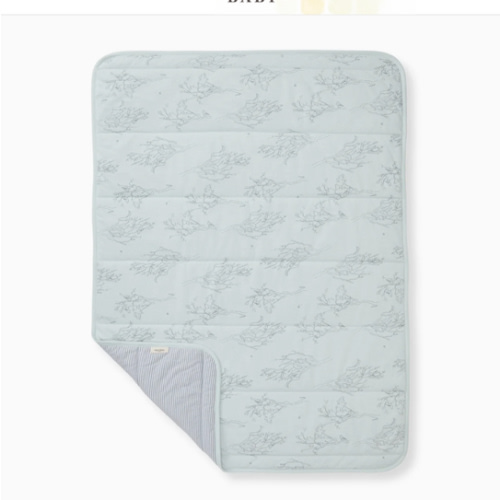 Swaying Branches Organic Cotton Reversible Baby Blanket - Ice Flow