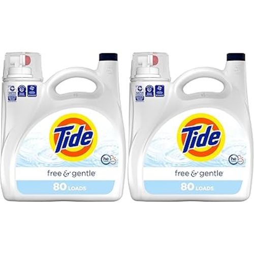 Tide Free & Gentle Liquid Laundry Detergent, 105 fl oz, 80 Loads, HE Compatible (Pack of 2)