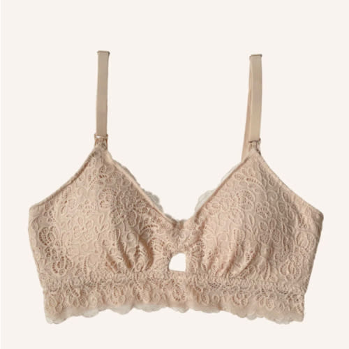 Dainty Lace Organic Cotton Nursing Bralette - Beige – MORROW+MINT