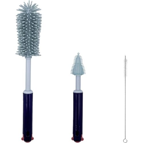 Breast Pump Cleaning Brush Kit,Bottle Brush Washer Set for Breast Pumps,3 in 1 Baby Bottle Nipple Pump Parts Cleaner Compatible with Momcozy,Medela,NCVI,Lansinoh and More Brands (Blue)
