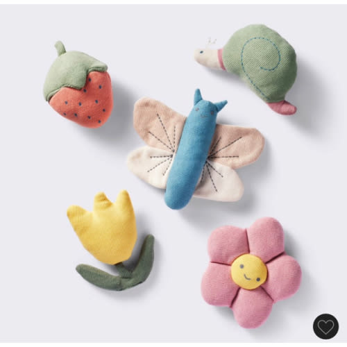 Soft Toy Set - 5ct - Garden - Cloud Island™: Sensory Development, Squeaks, Rattles, Cotton