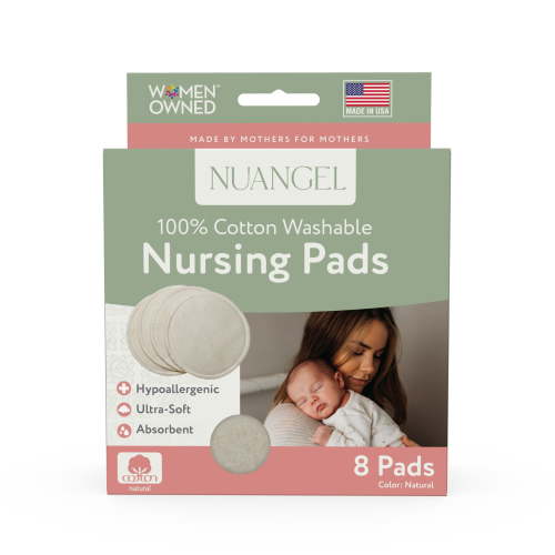 NuAngel Cotton Washable Reusable Nursing Pads, Beige, 8 Count