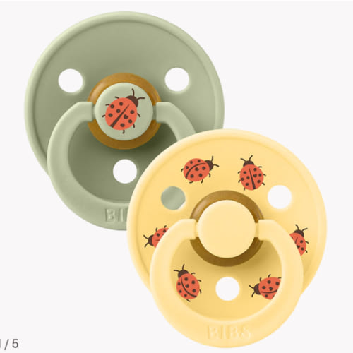 STUDIO Colour Pacifiers 2 Pack Ladybug - Sage/Pale Butter – Bibsworld store US