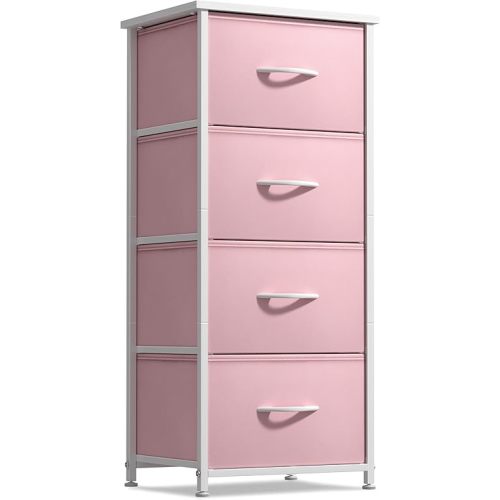 Sorbus Dresser Storage Tower, Organizer Drawers for Closet Boys & Girls Bedroom, Bedside Furniture, Chest for Home, College Dorm, Steel Frame, Wood Top, Fabric Bins(Pink)