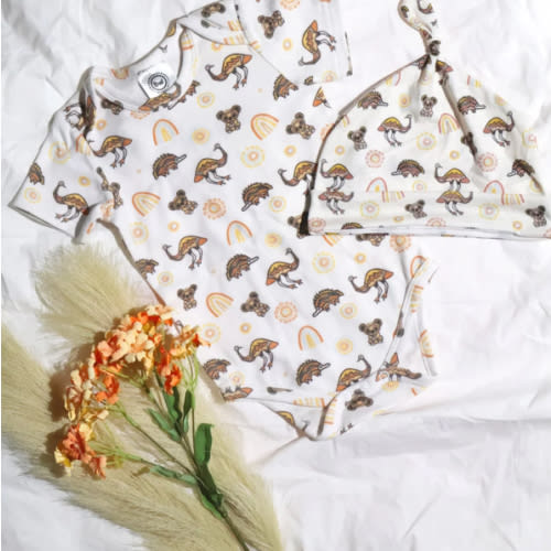 Native Friends (White) - Baby Onesie + Baby Beanie