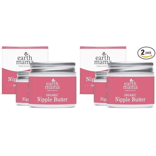 Earth Mama Organic Nipple Butter™ | Nipple Cream Safe for Breastfeeding | Postpartum Essentials for Nursing | Non Lanolin Nipple Cream, 2 fl oz (2-Pk) (Pack of 2)