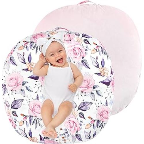 Newborn Lounger Cover for Boys Girls, Soft Comfortable Baby Lounger Cover 1 Pack Reversible Removable Fleece Slipover for Infant Lounger Pillow, Stylish Floral (Cover Only)
