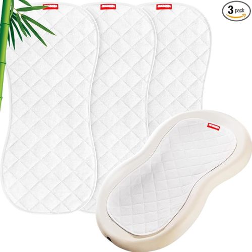 Moonsea Quilted Thicker Changing Pad Liner 3 Pack Waterproof, Fit for Changing Table Liners are Warm On a Baby's Back Non-Slip Design Reusable Pads Machine Washable, White