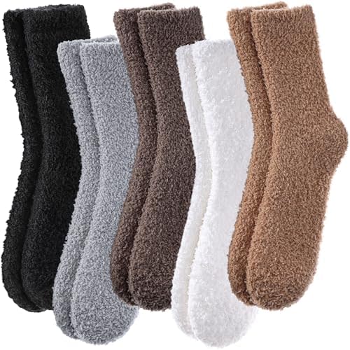 LINEMIN Womens Fuzzy Socks Cozy Fluffy Winter Warm Slipper Socks Microfiber Soft Home Sleeping Socks