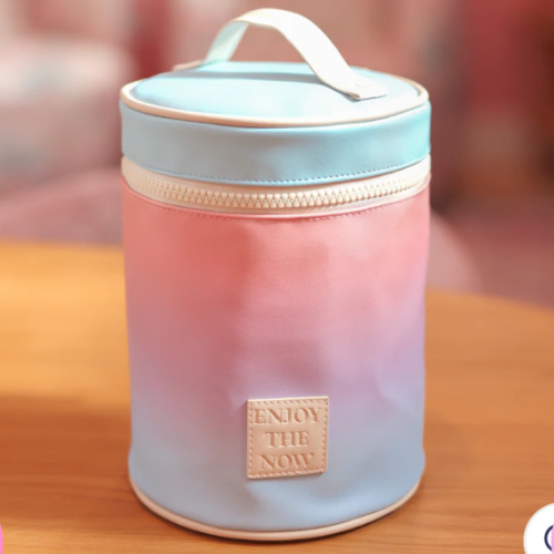 Barrel Toiletry Bag - Enjoy The Now Sunrise (Cream/Coral/Lavender/Blue)