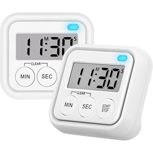 Timer, Kitchen Timers for Cooking Classroom Timer for Kids Teachers Digital Magnetic Timers 2 Pack, White