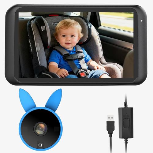 Babyvue BV2 USB Car Camera for Baby : 4.5" Car Seat Camera with 1080P Crystal Clear Mirror View, Easy Installation Carseat Rear Facing Moitor for Pet & Kids, HD IR Night Vision Backseat Monitor