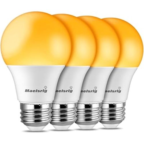 Sleep Light Bulb, 1600K Amber LED Bulb Blue Light Free - 60W Equivalent, 8W A19 E26 Base, Dimmable Warm Light Bulbs for Bedroom, 4-Pack