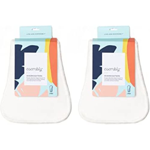 Esembly Overnighters, Cloth Diaper Doubler, Absorbency Booster, Reusable Organic Cotton Diaper Stay-Dry Liner for Nighttime or Heavy Wetters, Super Thirsty Cloth Diaper Insert, One Size, Pack of 4