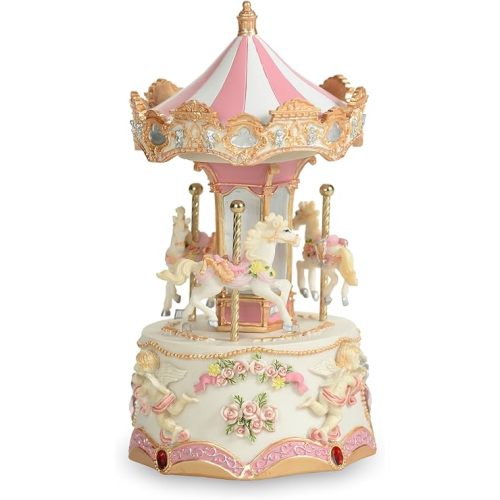 The San Francisco Music Box Company Carousel Decoration - Three Horses (Mini)