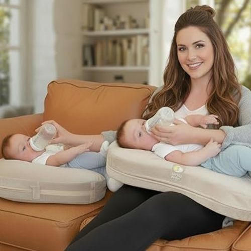 TwinGo Nurse & Lounge Pillow (Neutral) - Breastfeeding Pillow for Twins