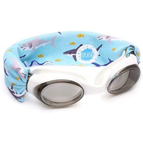 Splash Place SWIM GOGGLES with Fabric Strap - Adult & Kids Swim Goggles - BLUES & GREENS