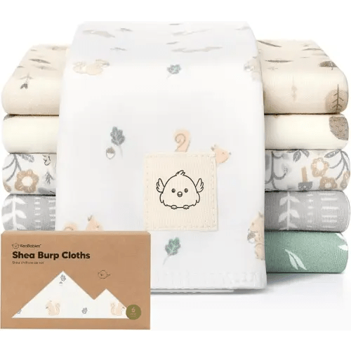 Organic Burp Cloths Baby Boy, Girl - 6-Pack Large 100% Cotton Burping Cloths for Babies, Spit Up Rags, Super Absorbent, Ultra Soft Newborn Rag, Gender Neutral, Machine Washable, Durable (Prairie)