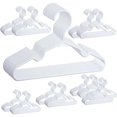 120 Pack White Plastic Non-Slip Baby Hangers, Heavy Duty, Flexible, Slim