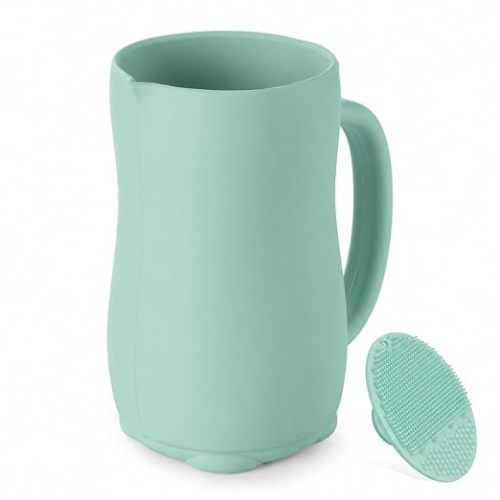 Baby Bath Rinse Cup, Bath Cup for rinsing Hair,The Silicone Material is Soft and Safe, a Good Choice for Baby Bath Products(Green)