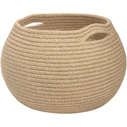 Goodpick Storage Basket, Wicker Basket for Living Room, Woven Basket for Toys Towel, Bedroom Small Round Basket for Children Corner Decoration Plant Basket Indoor, Jute, 10"D x 8.3"H