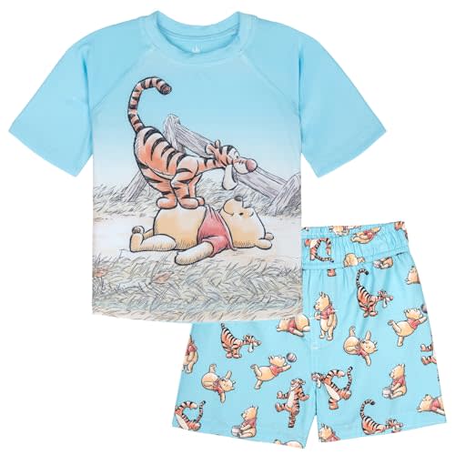 Disney Baby Raglan Rash Guard and Swim Trunks UPF 50+ Outfit Set Infant Sizes (12 Months - 24 Months)