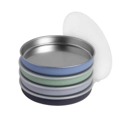 7.8" Stainless Steel Non-Divided Plates with Normal Sleeve (Sage/MistyBlue/Navy/Gray)
